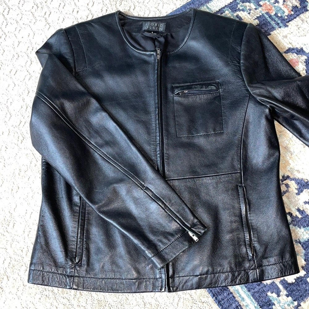 Genuine Leather! Sigrid Olsen women’s moto jacket
